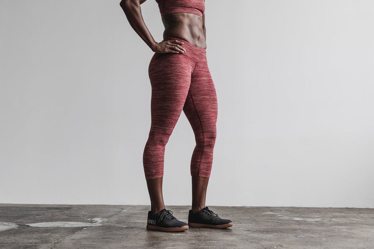 Nobull Crop Melange Women's Tights Red | Australia (ZB6128)